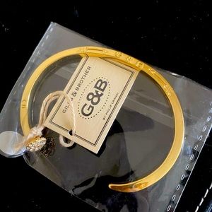 NWT Giles & Brother Gold Railroad Spike Pave Cut Bracelet